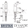 Bristan Quadrato Bidet Mixer Pop-Up Waste Dimensions